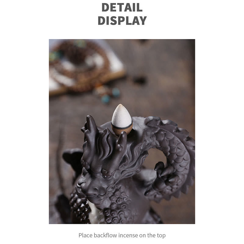 Purple Clay Buddha Dragon Incense Burner 10.5cm Meditation