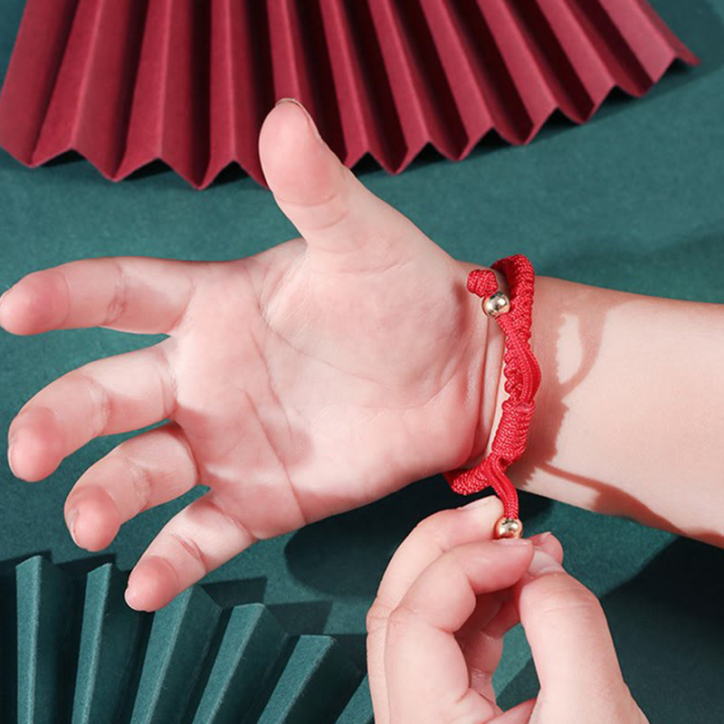 999 Sterling Silver Apple Red String Protection Bracelet