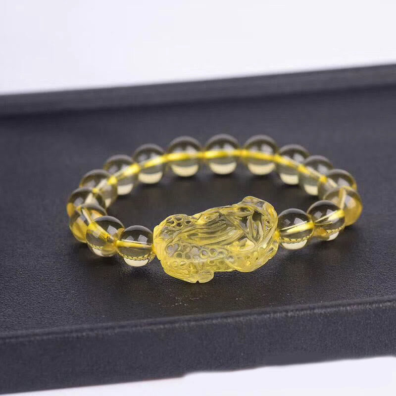 10mm Citrine Pi Xiu Bracelet for Prosperity & Protection