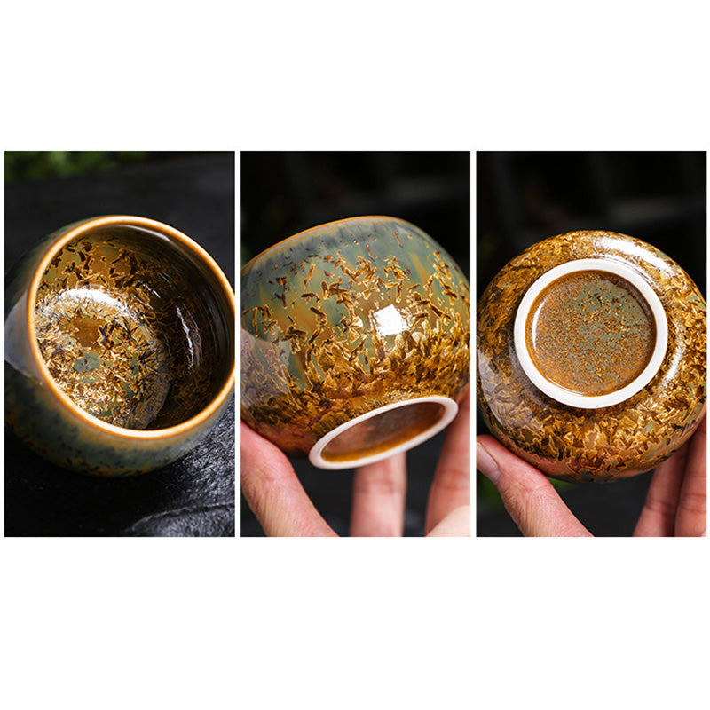 Colorful Brown Ceramic Chinese Tea Cup Bowl 210ml Size
