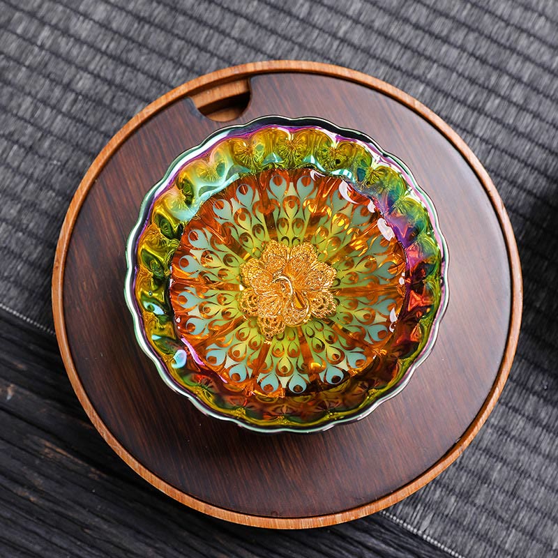 Vivid Peacock Jian Zhan Ceramic Tea Cup 110ml
