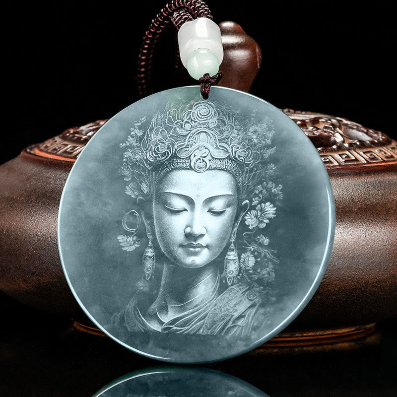 Kwan Yin Jade Necklace 70cm | Avalokitesvara Abundance Pendant