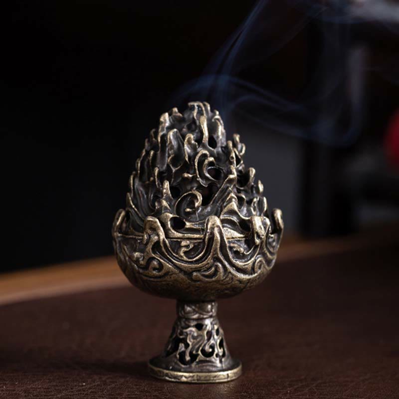 Copper Alloy Tibetan Incense Burner 4.5cm Mini Meditation