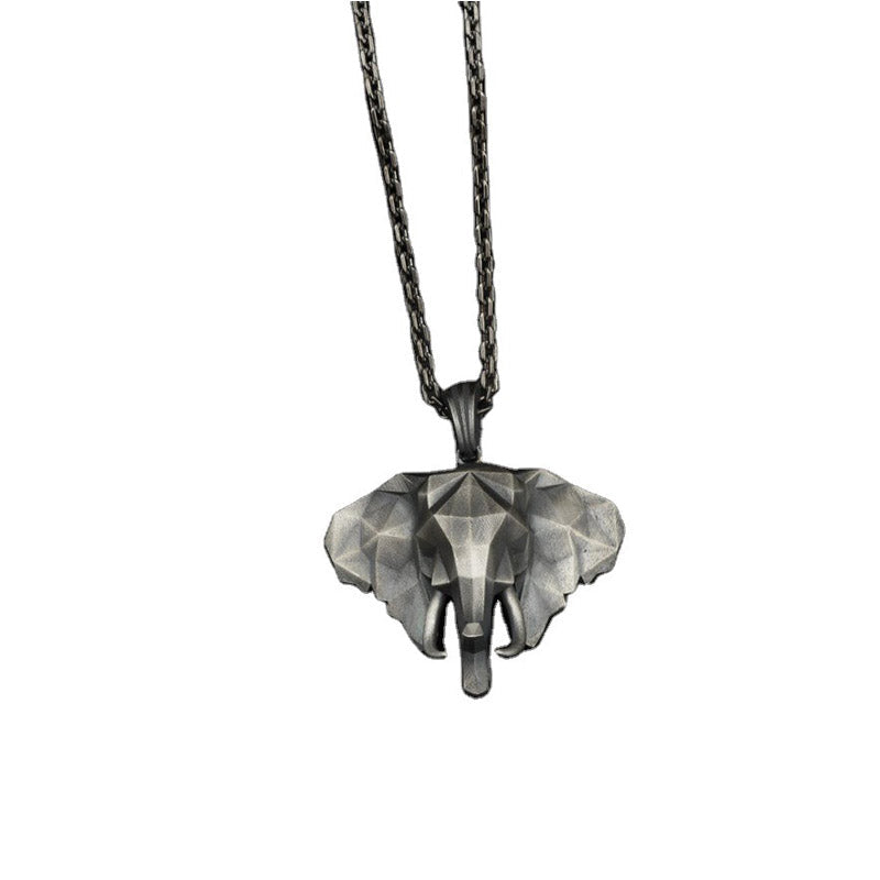 Elephant Strength Necklace in Pewter & Titanium Steel