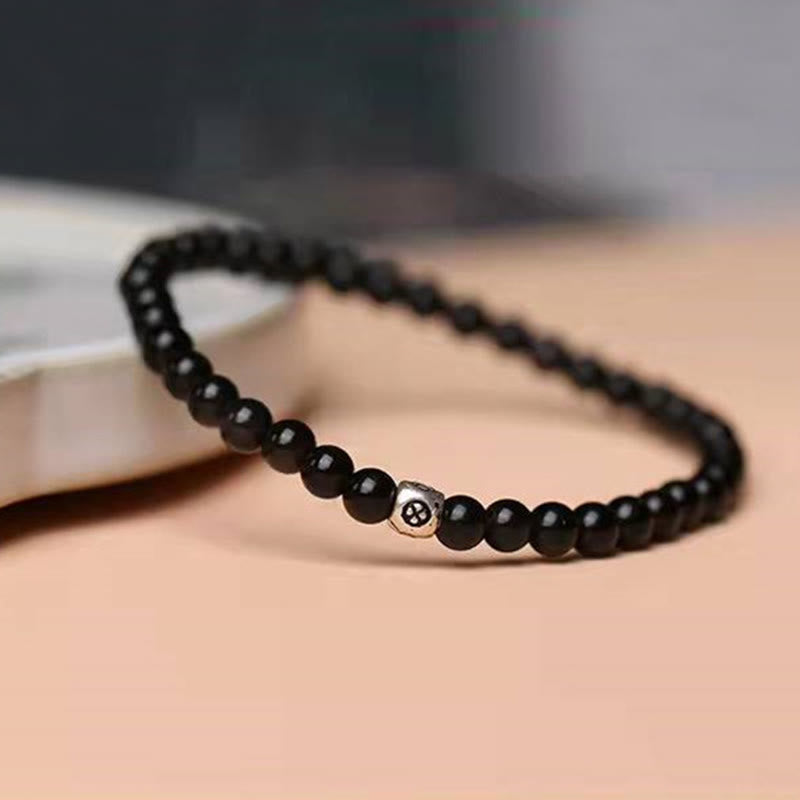 6mm Black Obsidian and Smoky Quartz Purification Bracelet