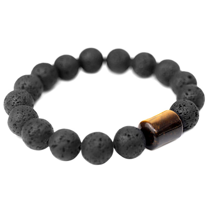Unisex Tiger Eye Lava Rock Healing Bracelet 10mm Beads