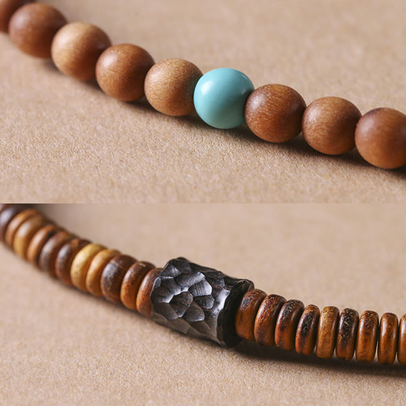 Sandalwood Turquoise Double Wrap Protection Bracelet 6mm