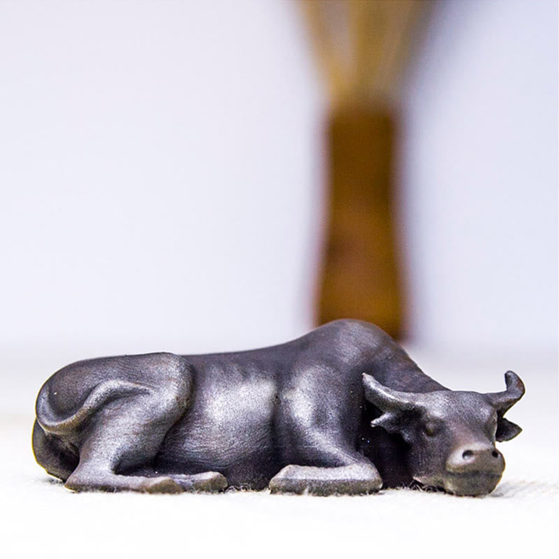 4in Water Buffalo Statue Iron Powder Resin | Feng Shui Decor