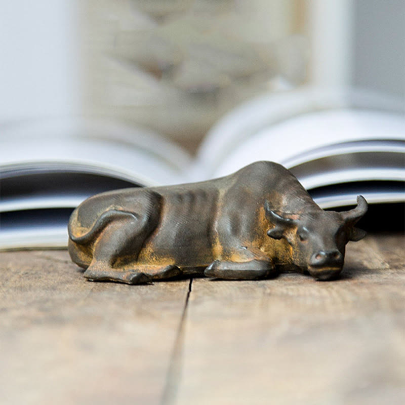 4in Water Buffalo Statue Iron Powder Resin | Feng Shui Decor