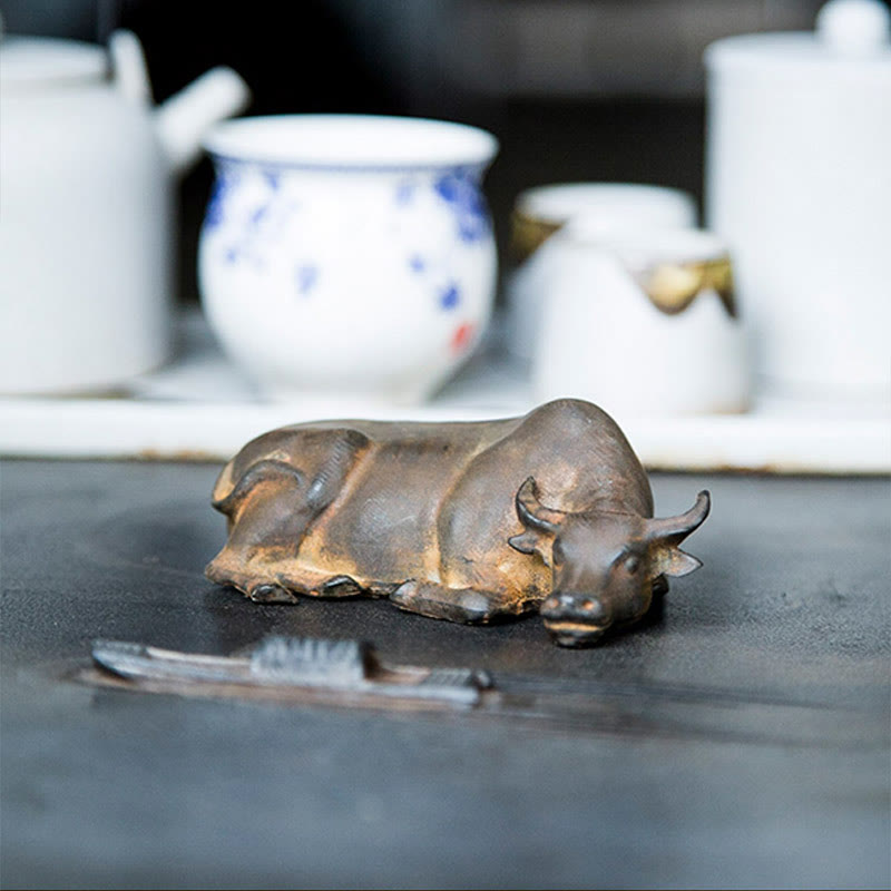 4in Water Buffalo Statue Iron Powder Resin | Feng Shui Decor