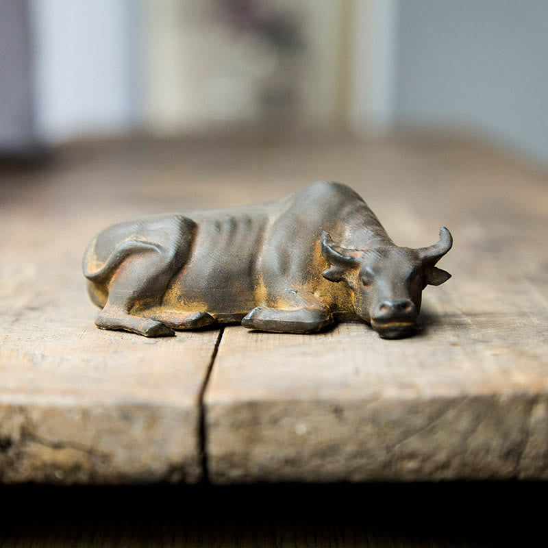4in Water Buffalo Statue Iron Powder Resin | Feng Shui Decor