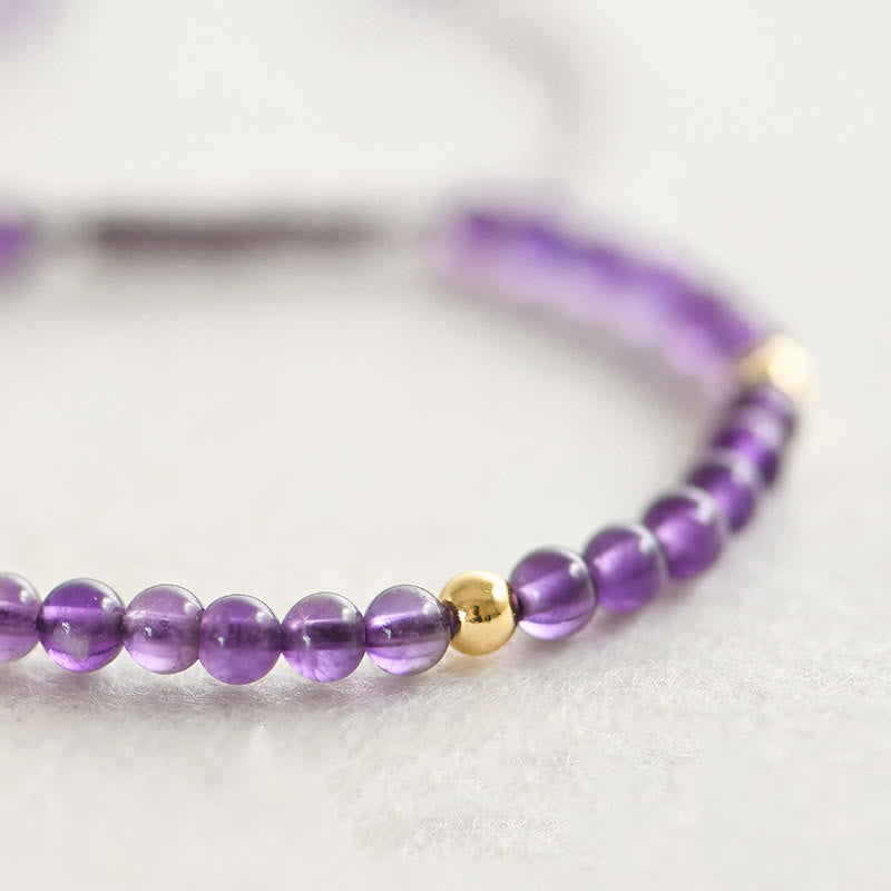 4mm Amethyst & Gold Plated Stress Relief Bracelet