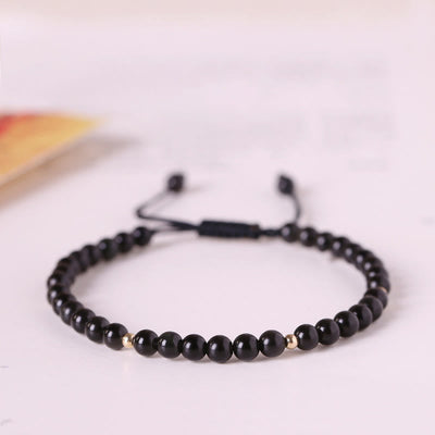 4mm Black Obsidian Protection Rope Bracelet