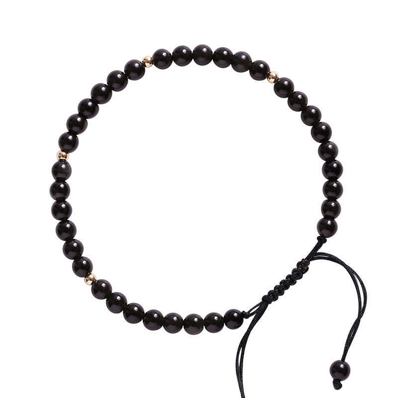4mm Black Obsidian Protection Rope Bracelet