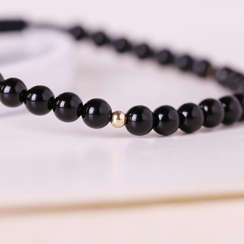 4mm Black Obsidian Protection Rope Bracelet
