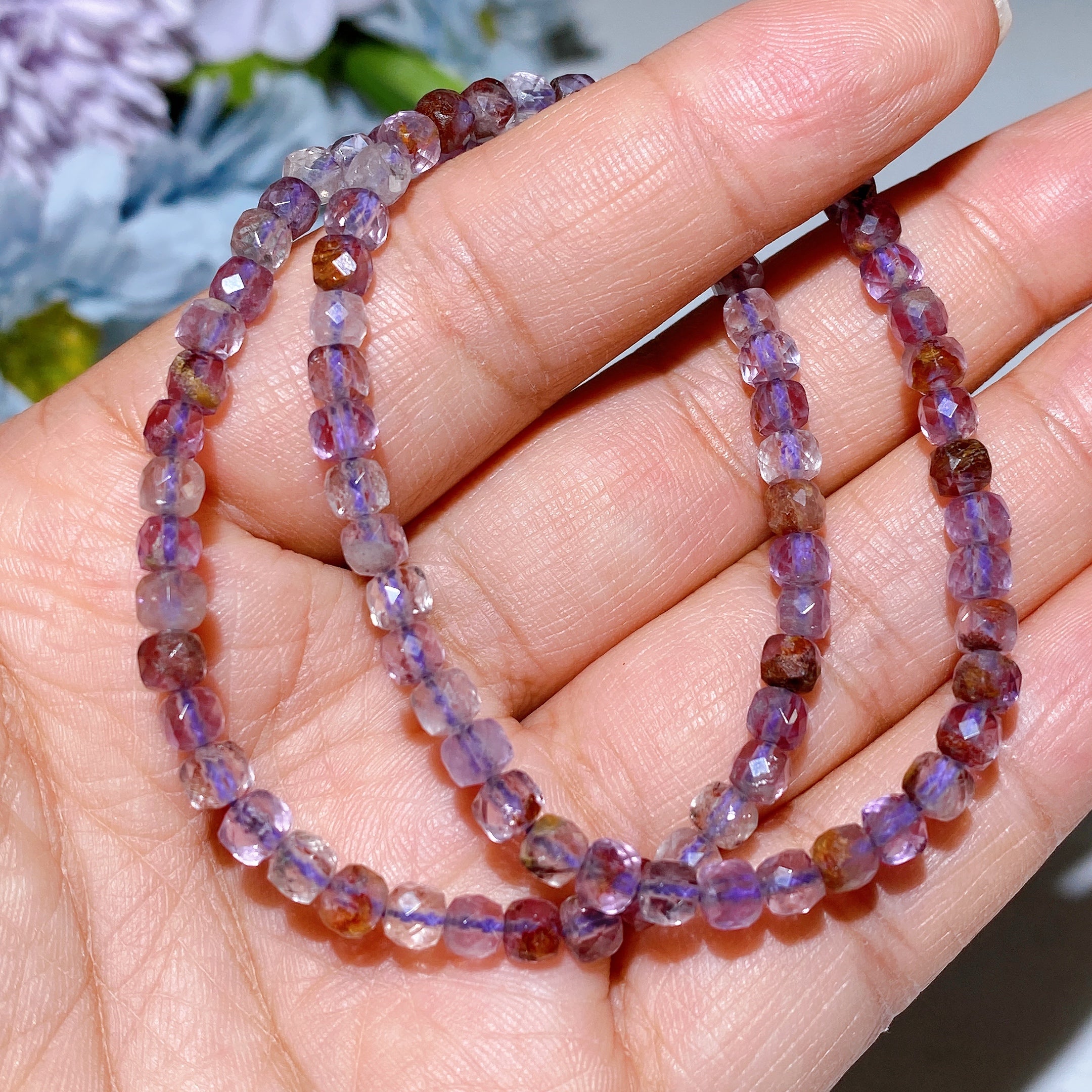 4mm Faceted Crystal Cube Bracelet for Healing Energy