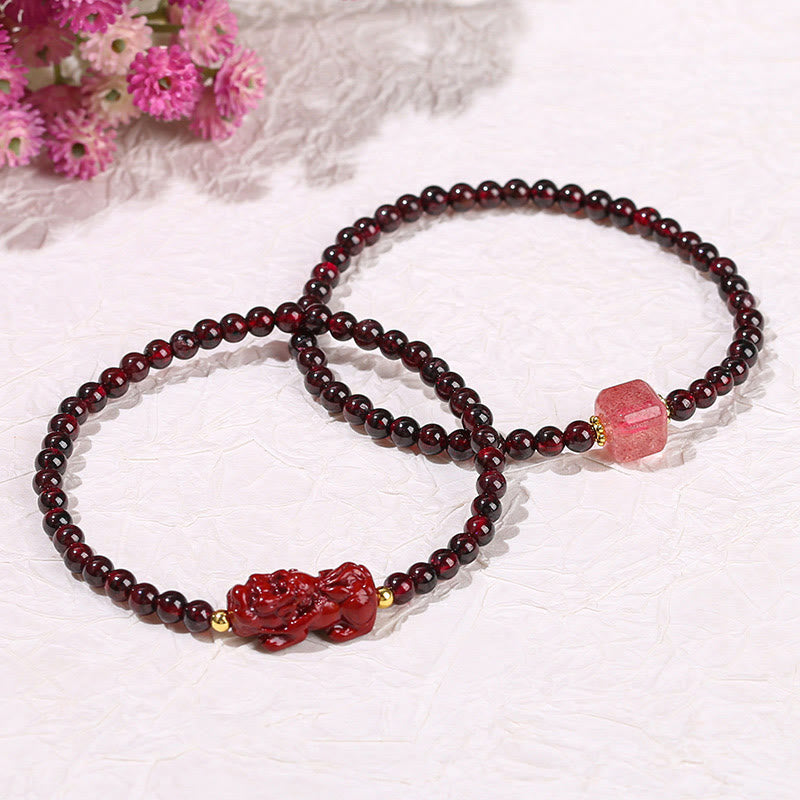 4mm Garnet Cinnabar PiXiu Protection Bracelet
