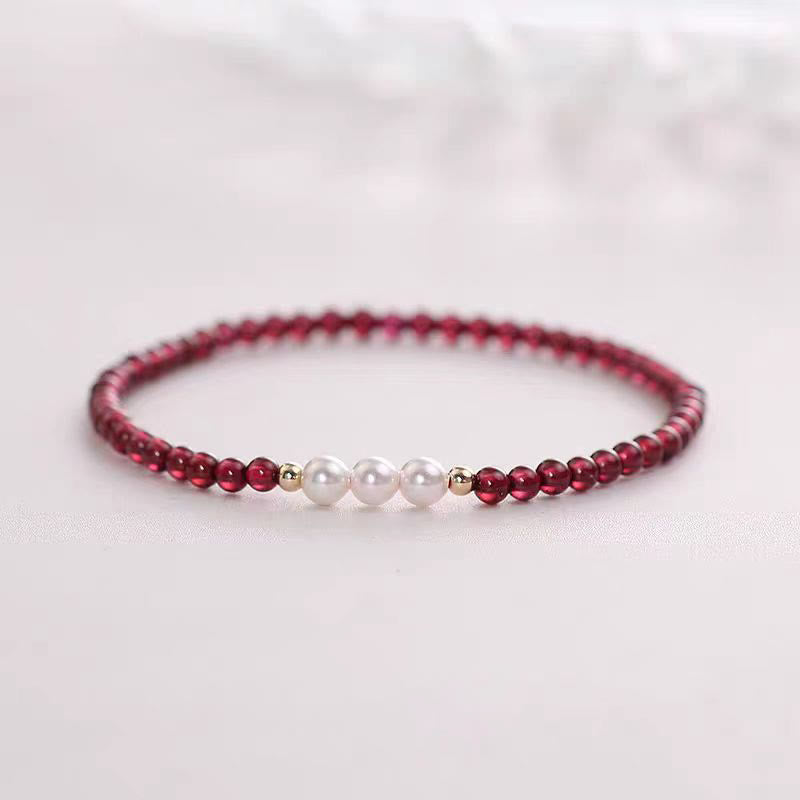 4mm Garnet Pearl Protection Bracelet with Natural Gem Beads