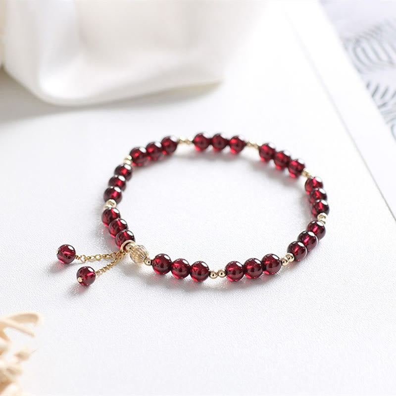 4mm Garnet Purification Bracelet in 14K Gold for Calm