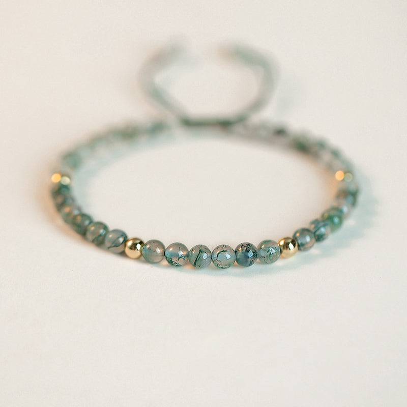 4mm Moss Agate Lucky Balance Meditation Bracelet