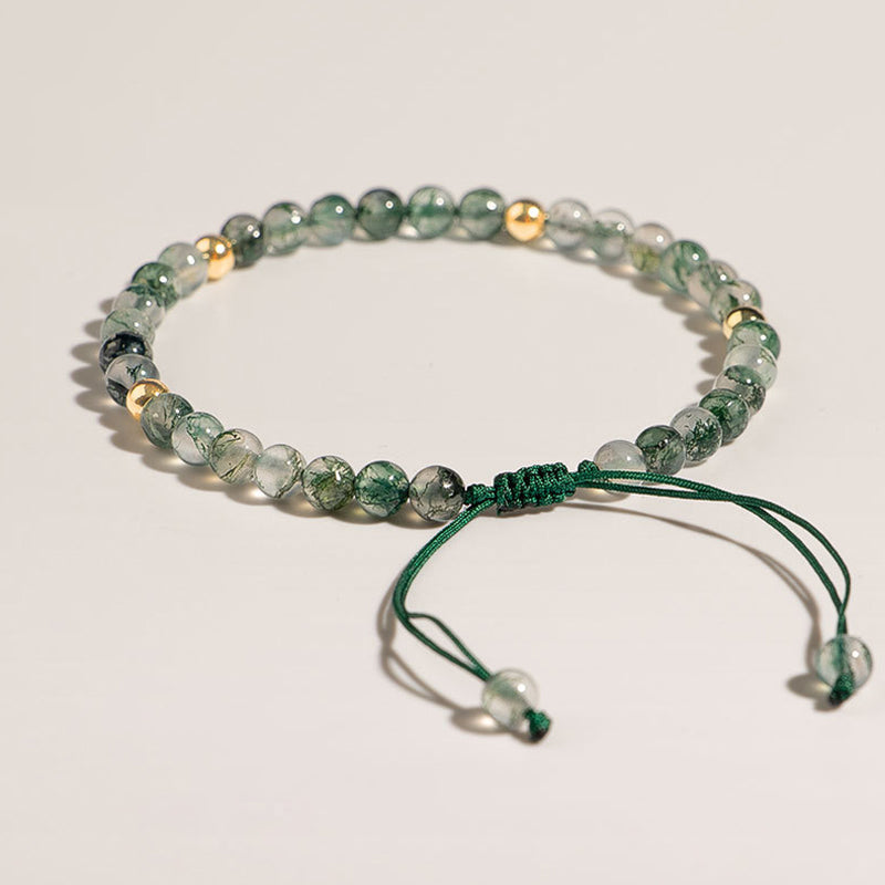 4mm Moss Agate Lucky Balance Meditation Bracelet