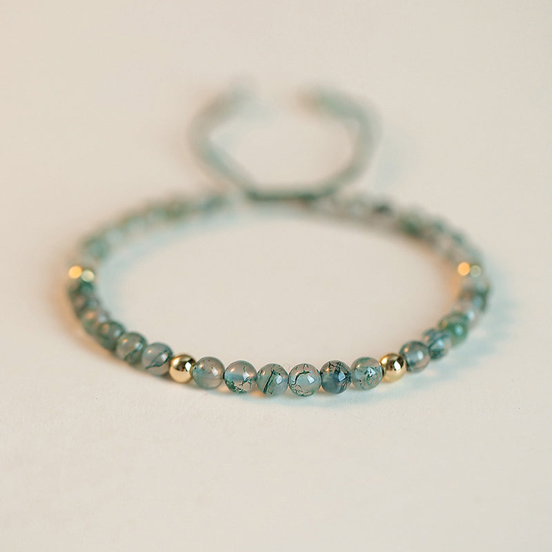 4mm Moss Agate Lucky Balance Meditation Bracelet