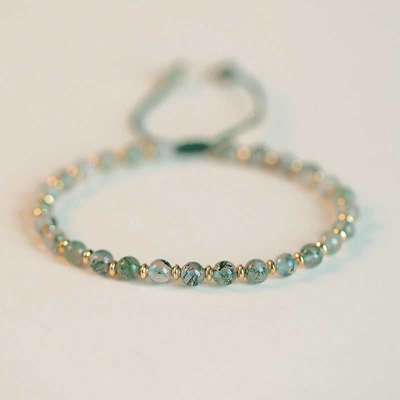 4mm Moss Agate Lucky Balance Meditation Bracelet