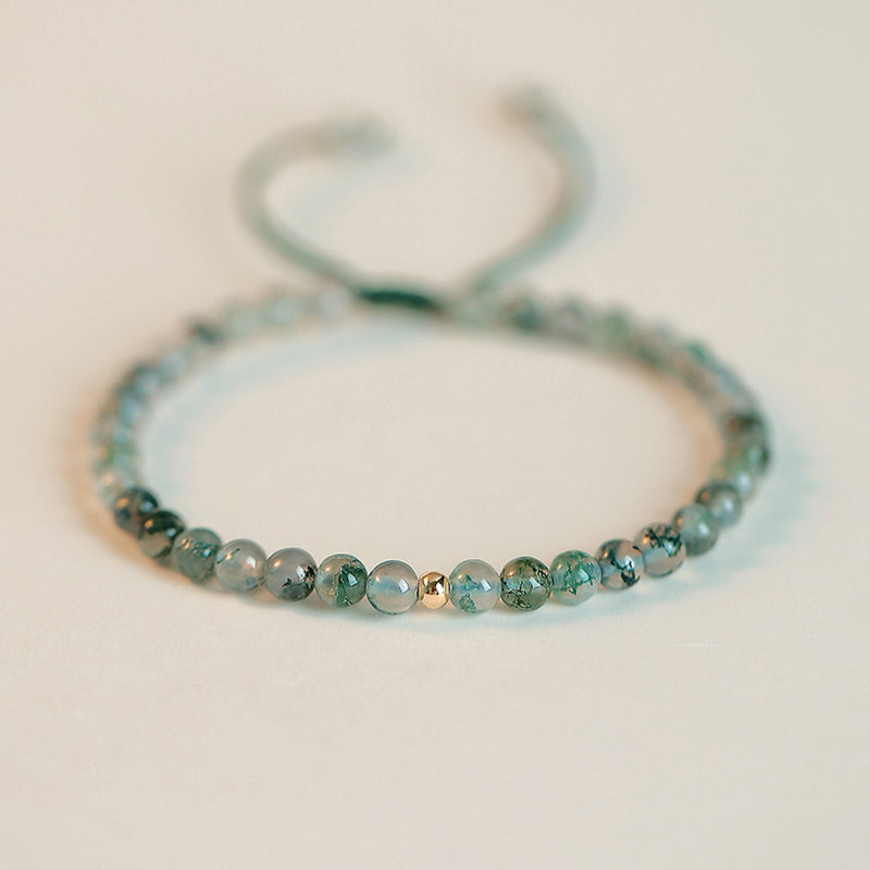 4mm Moss Agate Lucky Balance Meditation Bracelet