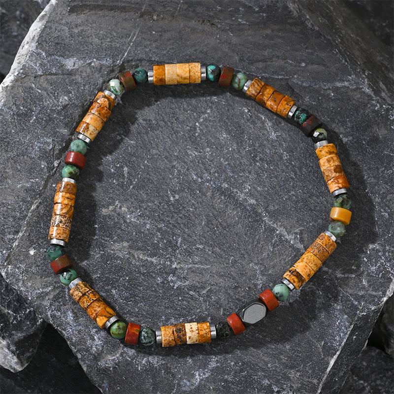 4mm Picture Jasper Turquoise Hematite Positive Bracelet
