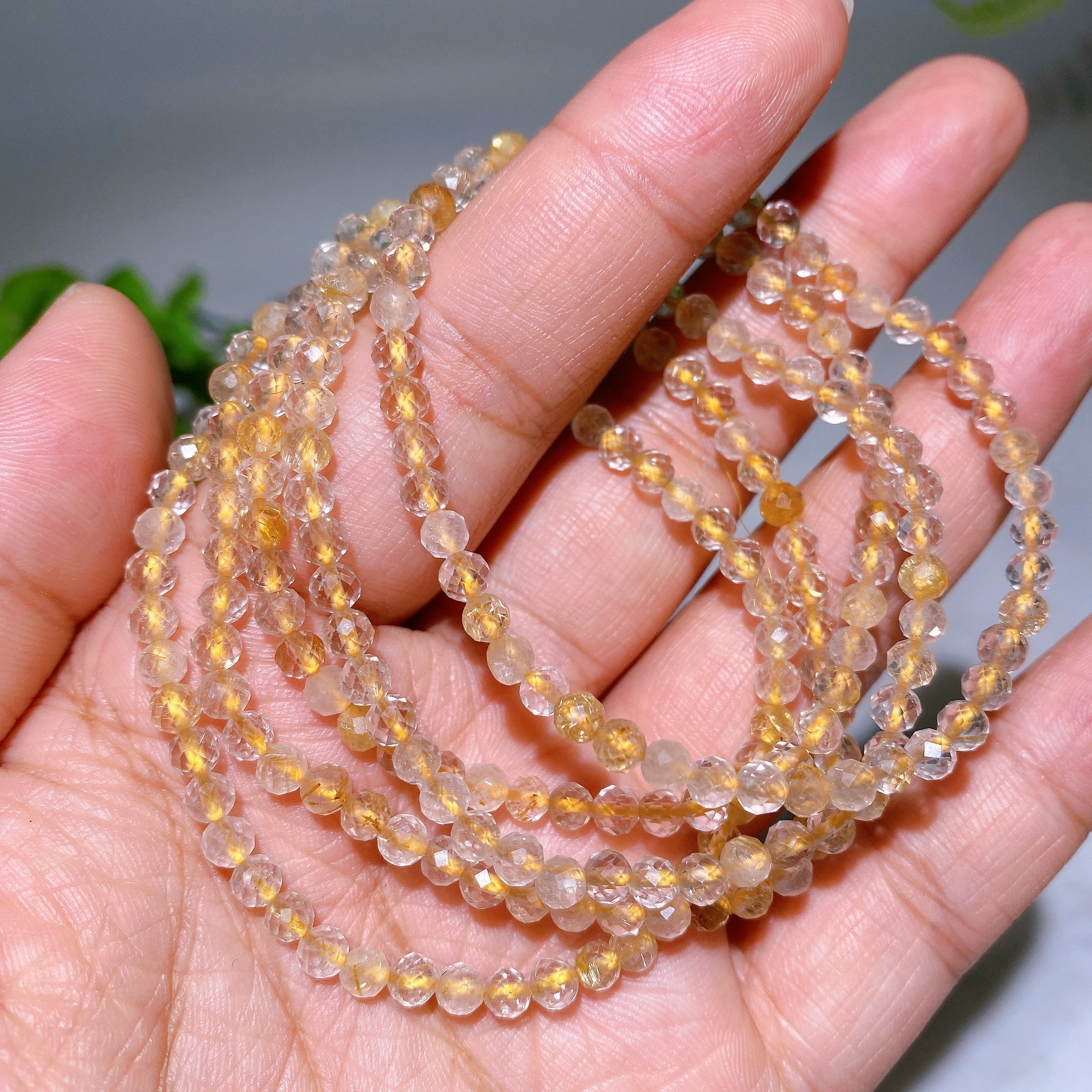 4mm Rose Quartz Faceted Crystal Healing Bracelet