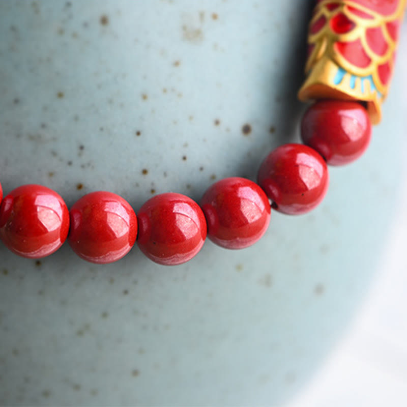 4mm Strawberry Quartz Lucky Koi Fish Healing Bracelet