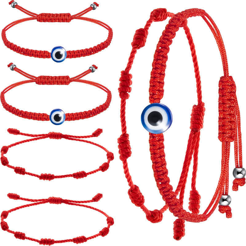 4Pcs Evil Eye Red String Protection Bracelet Set