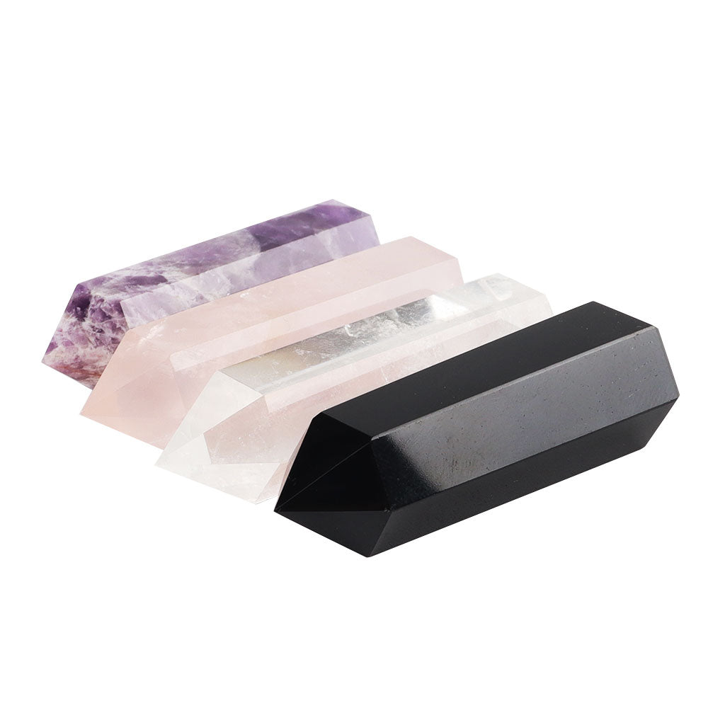 4pcs Natural Crystal Healing Points Kit - Amethyst Rose Quartz Obsidian