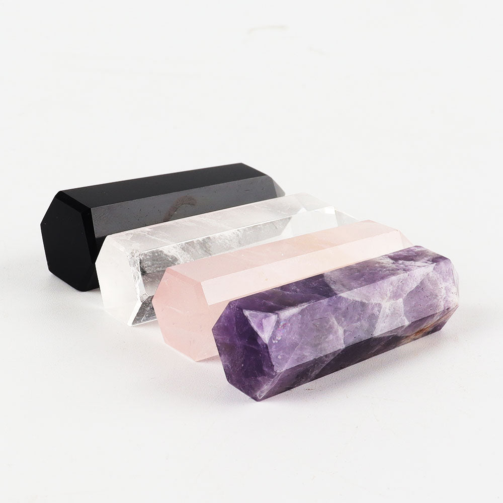 4pcs Natural Crystal Healing Points Kit - Amethyst Rose Quartz Obsidian