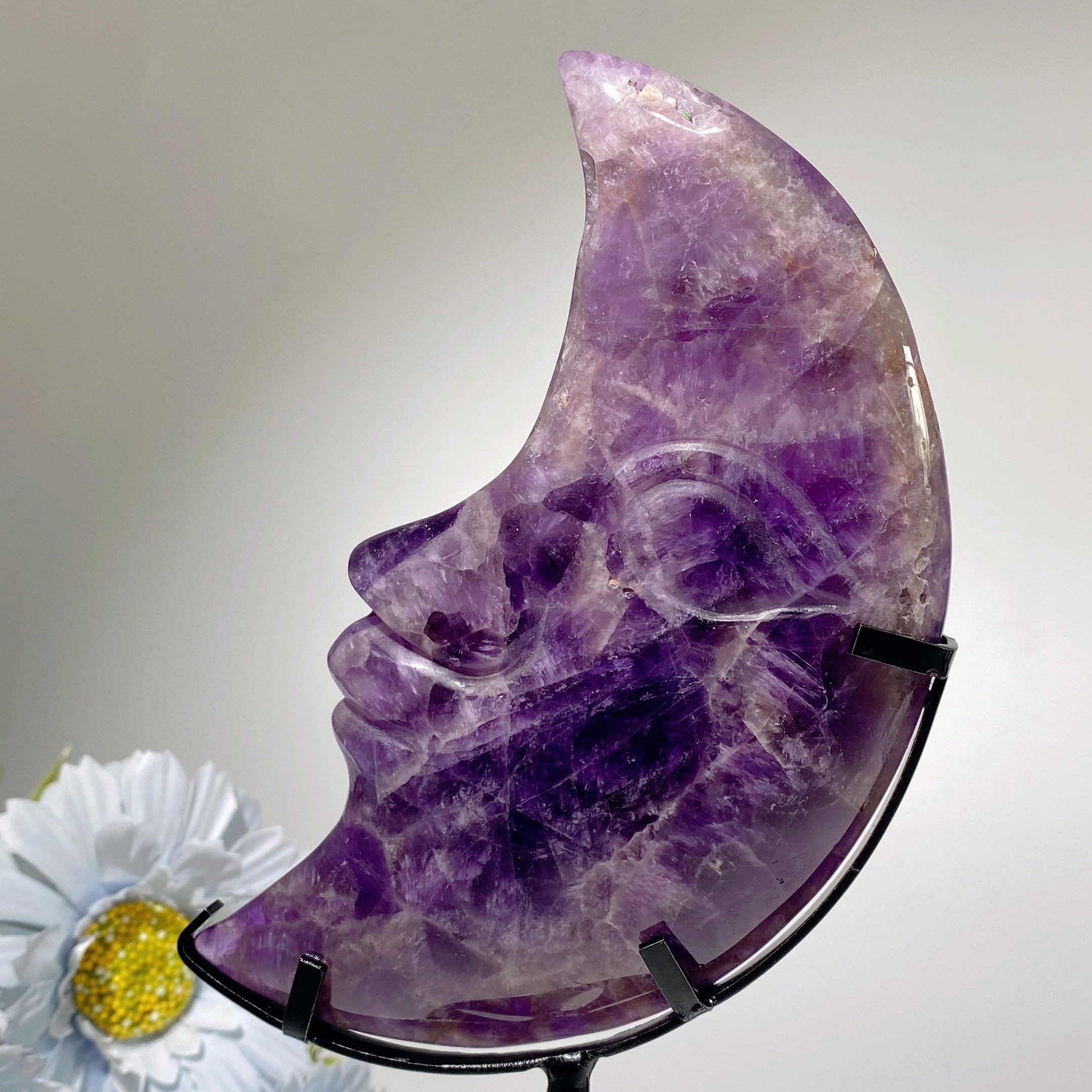 5.0-5.5" Amethyst Moon Face Crystal Specimen with Stand