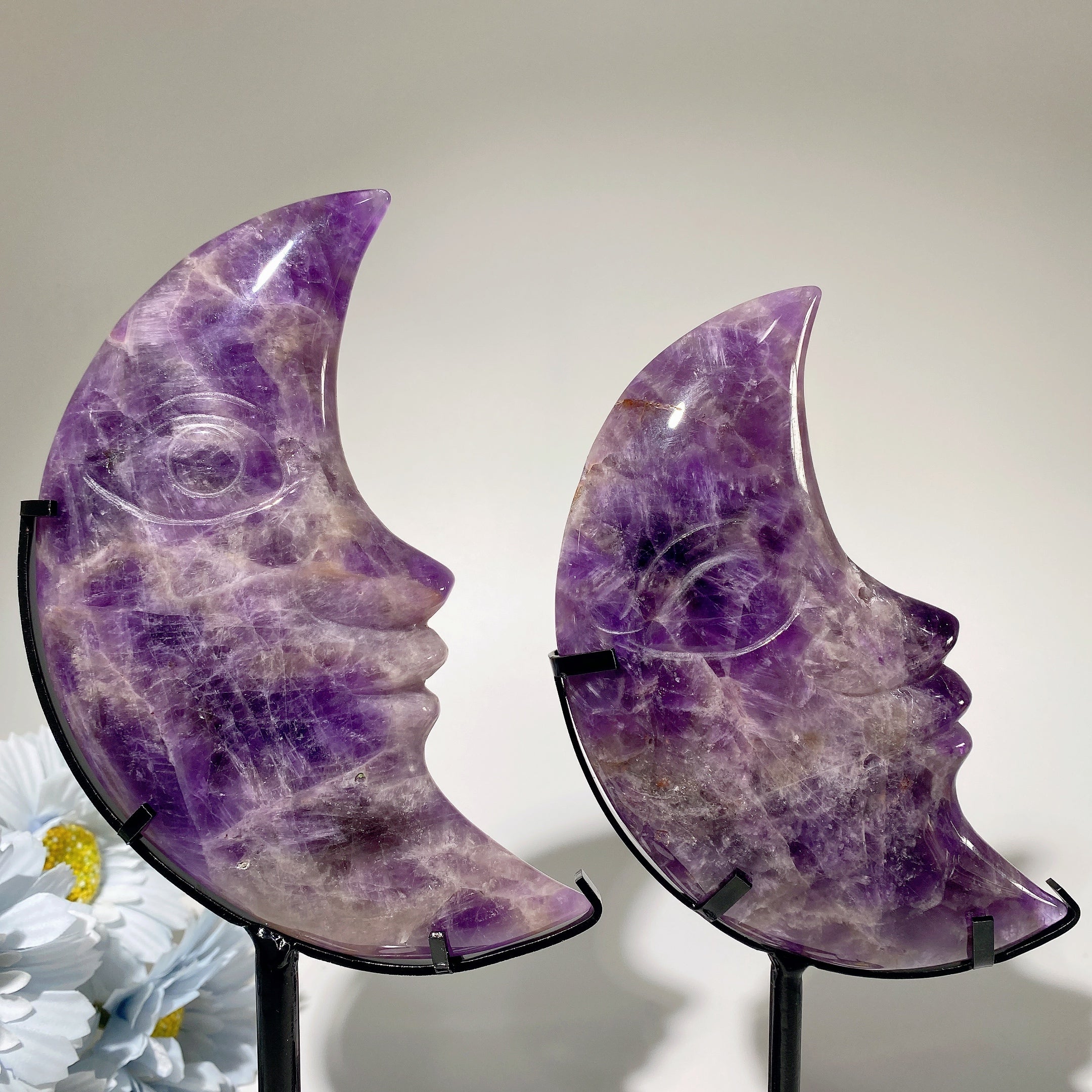 5.0-5.5" Amethyst Moon Face Crystal Specimen with Stand