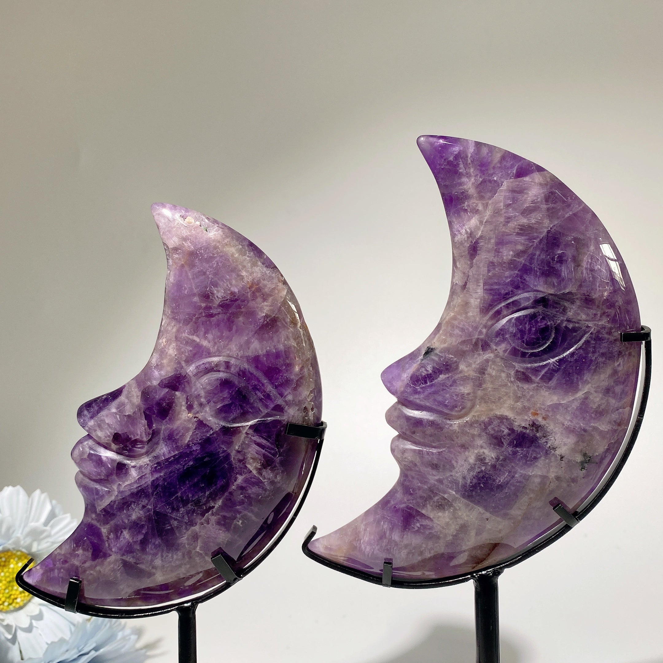 5.0-5.5" Amethyst Moon Face Crystal Specimen with Stand