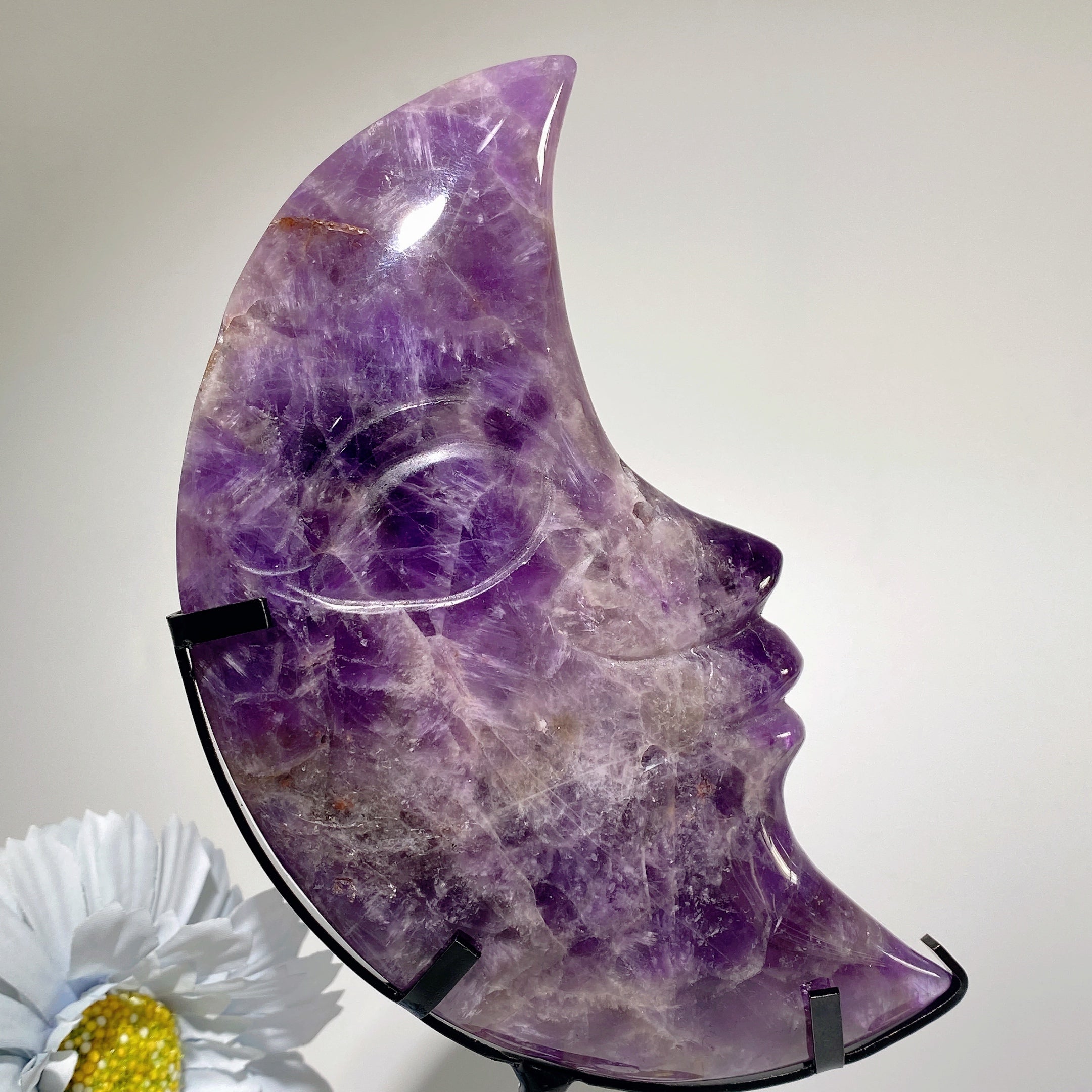 5.0-5.5" Amethyst Moon Face Crystal Specimen with Stand