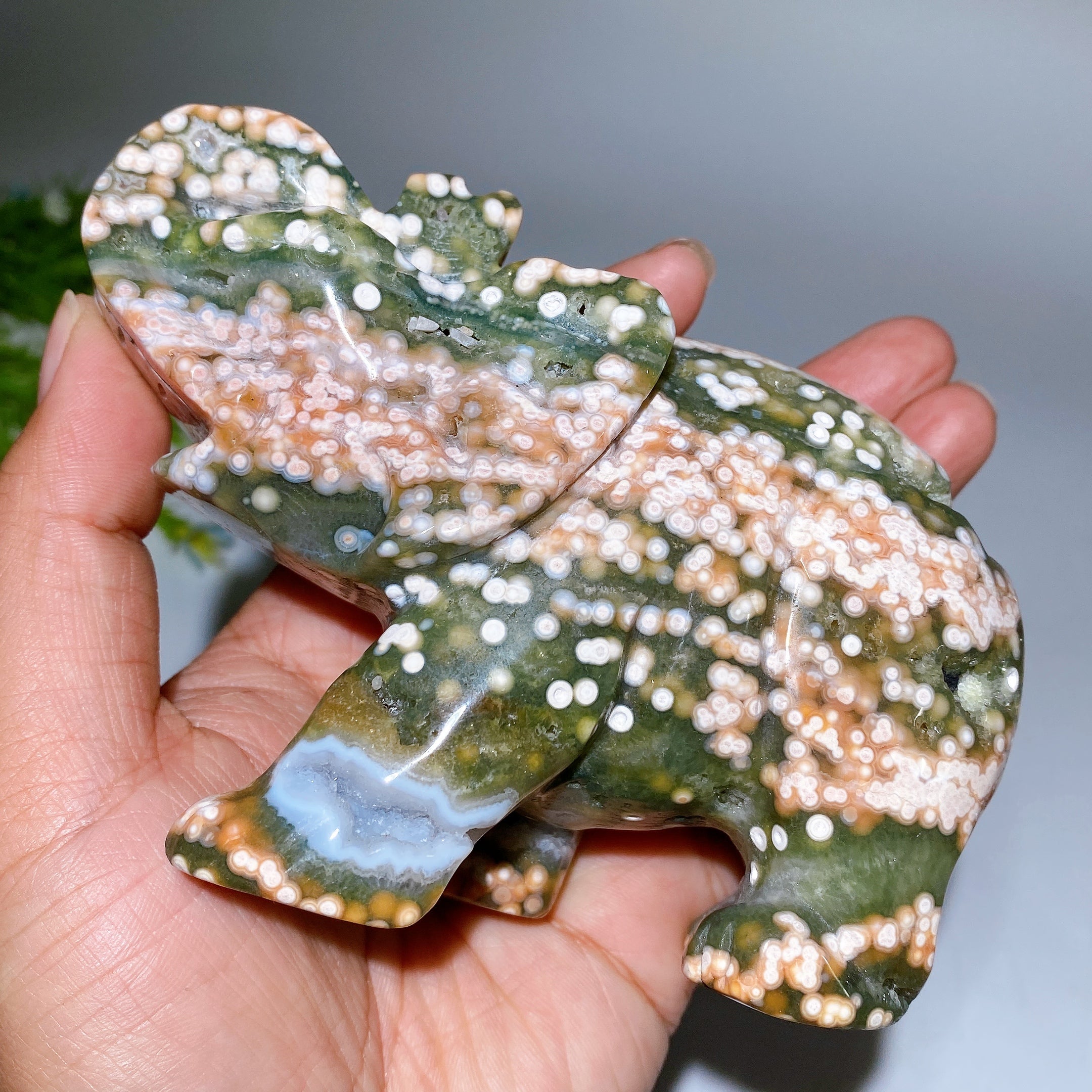 5.0-inch Ocean Jasper Elephant Crystal Carving Sculpture