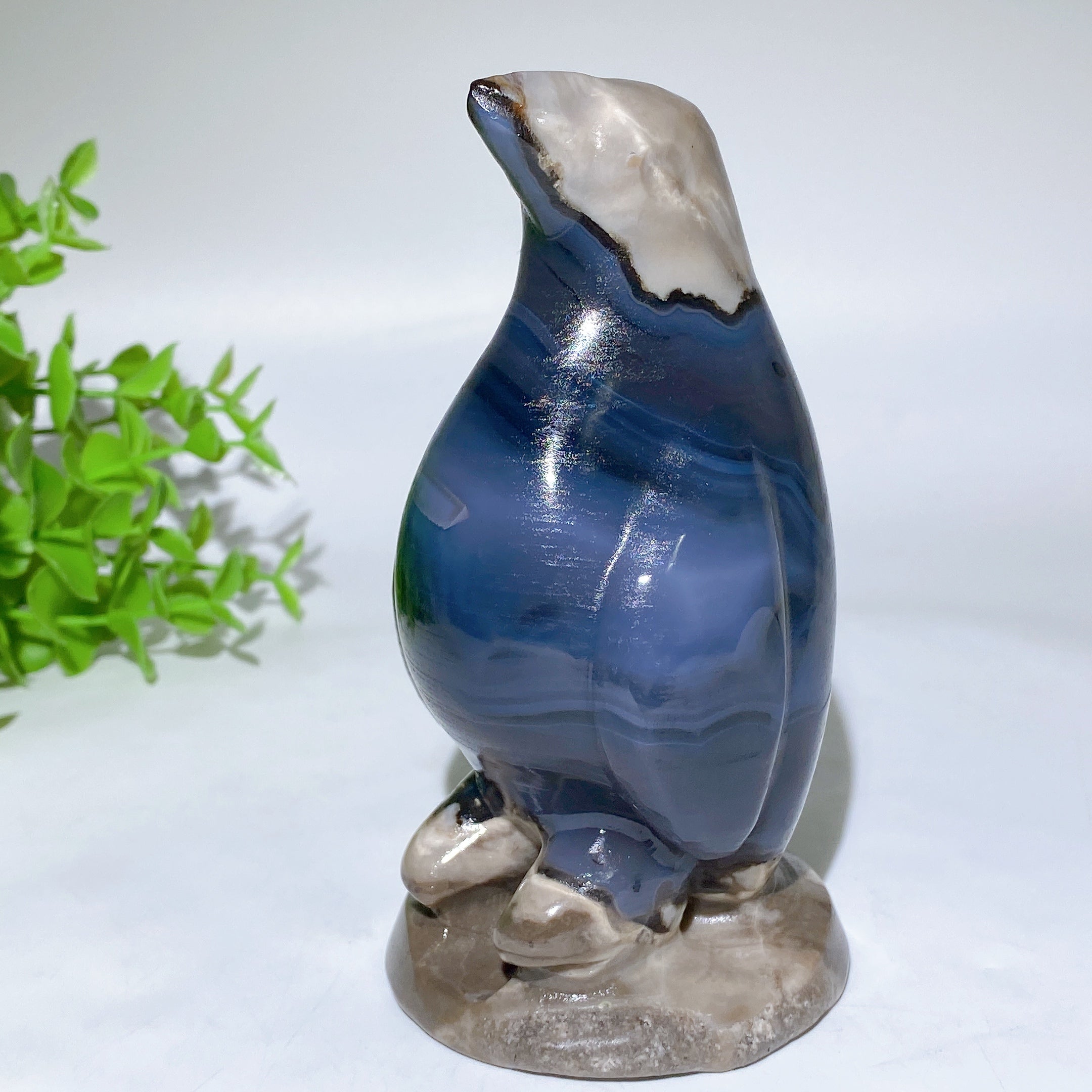 5.0" Volcanic Agate Penguin Figurine for Healing & Decor