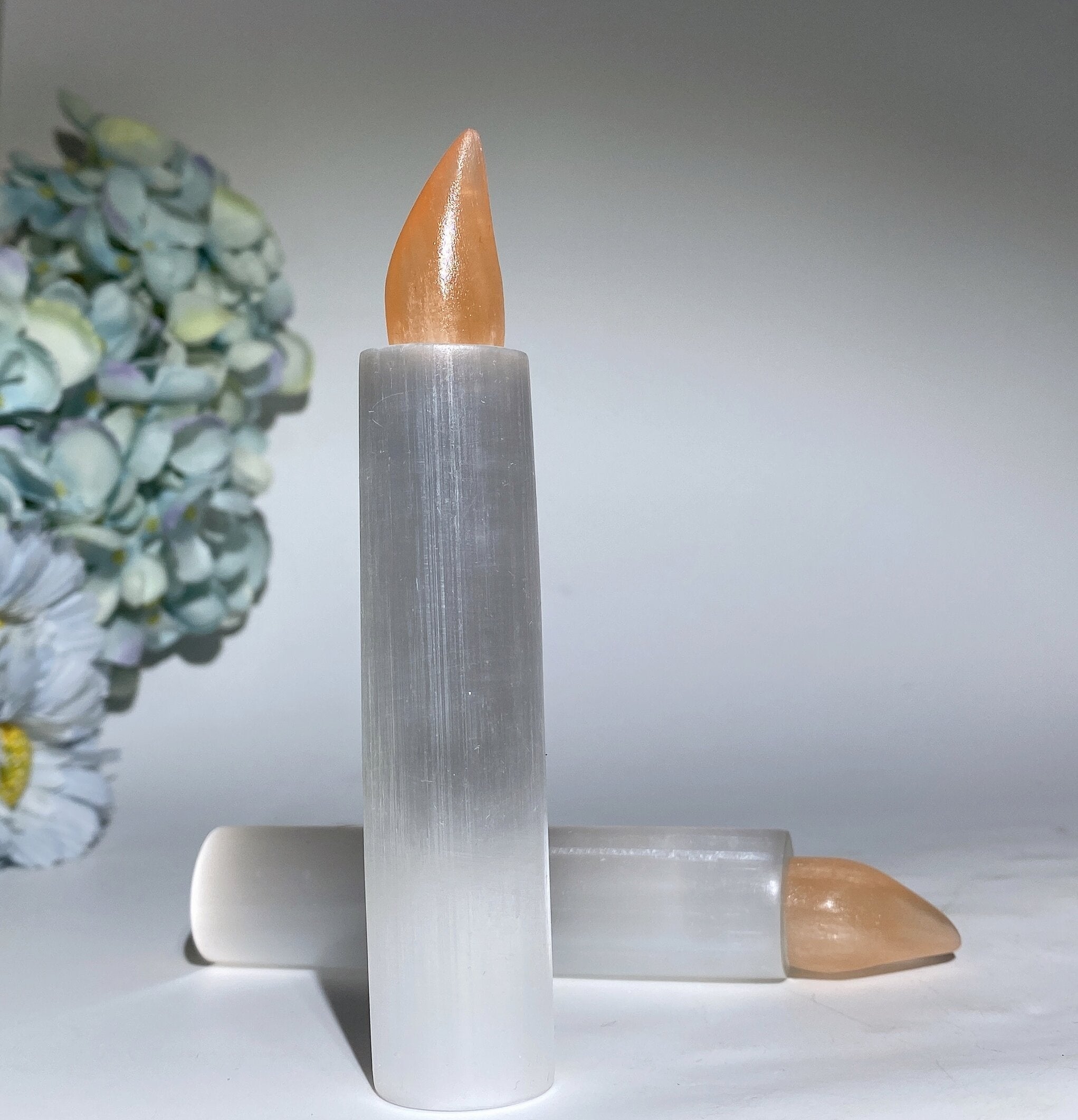 5.1 inch Selenite Candle Crystal Carving for Healing