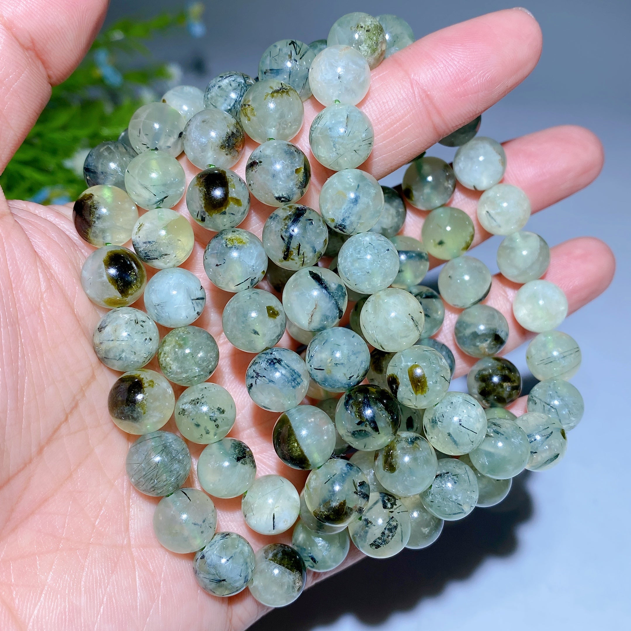 5-10mm Prehnite Moonstone & Ocean Jasper Healing Bracelet