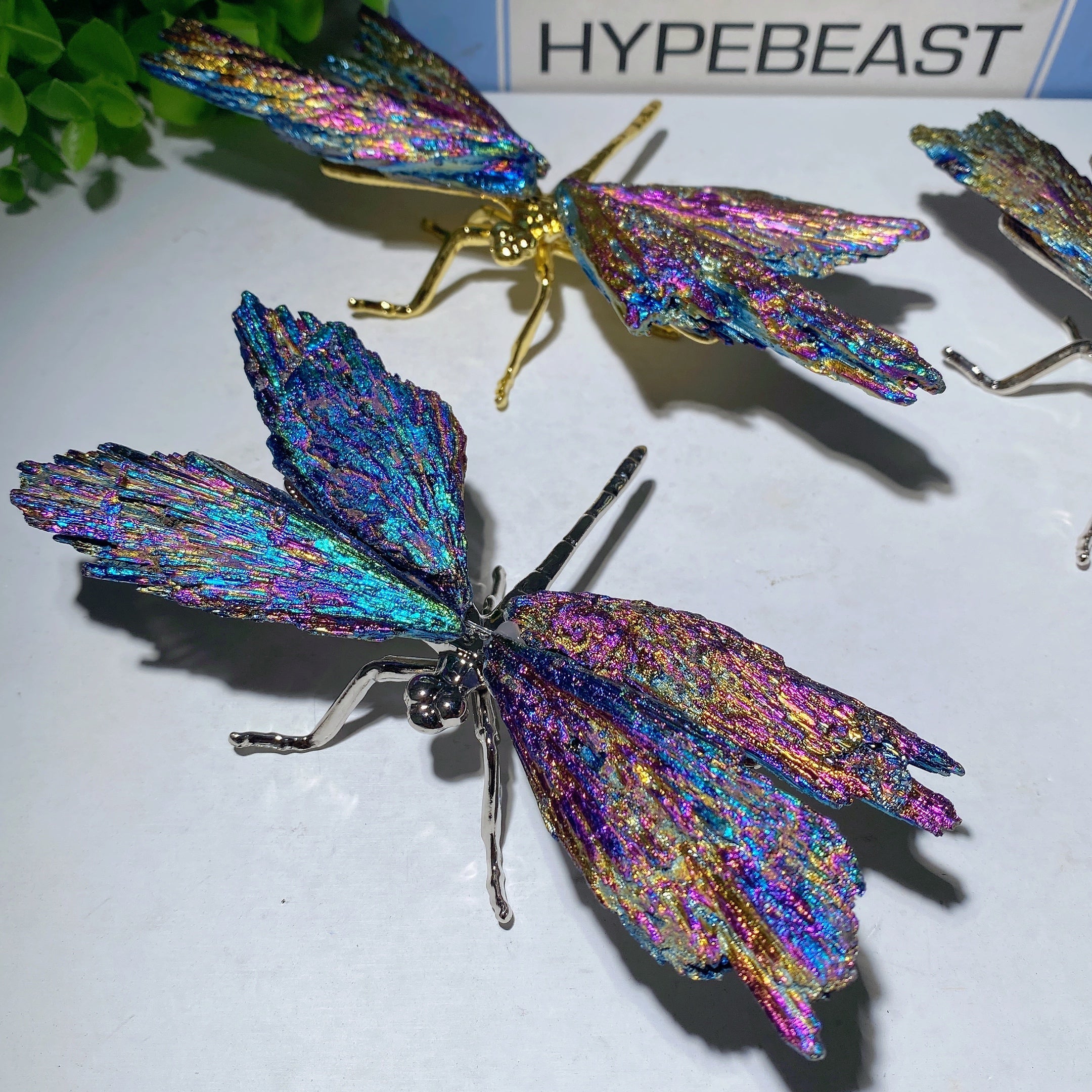 5.2 inch Aura Kyanite Dragonfly Crystal Figurine for Healing