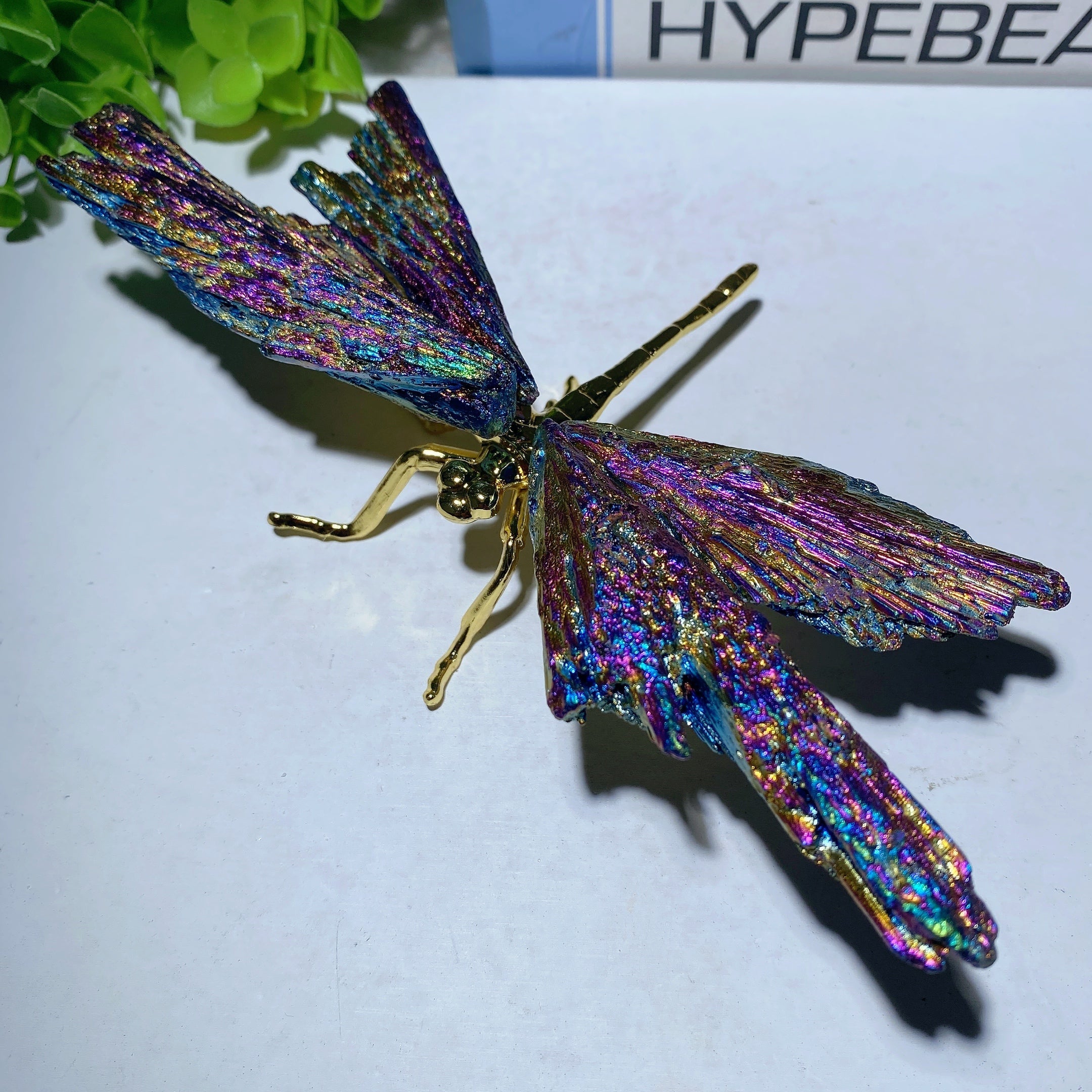 5.2 inch Aura Kyanite Dragonfly Crystal Figurine for Healing