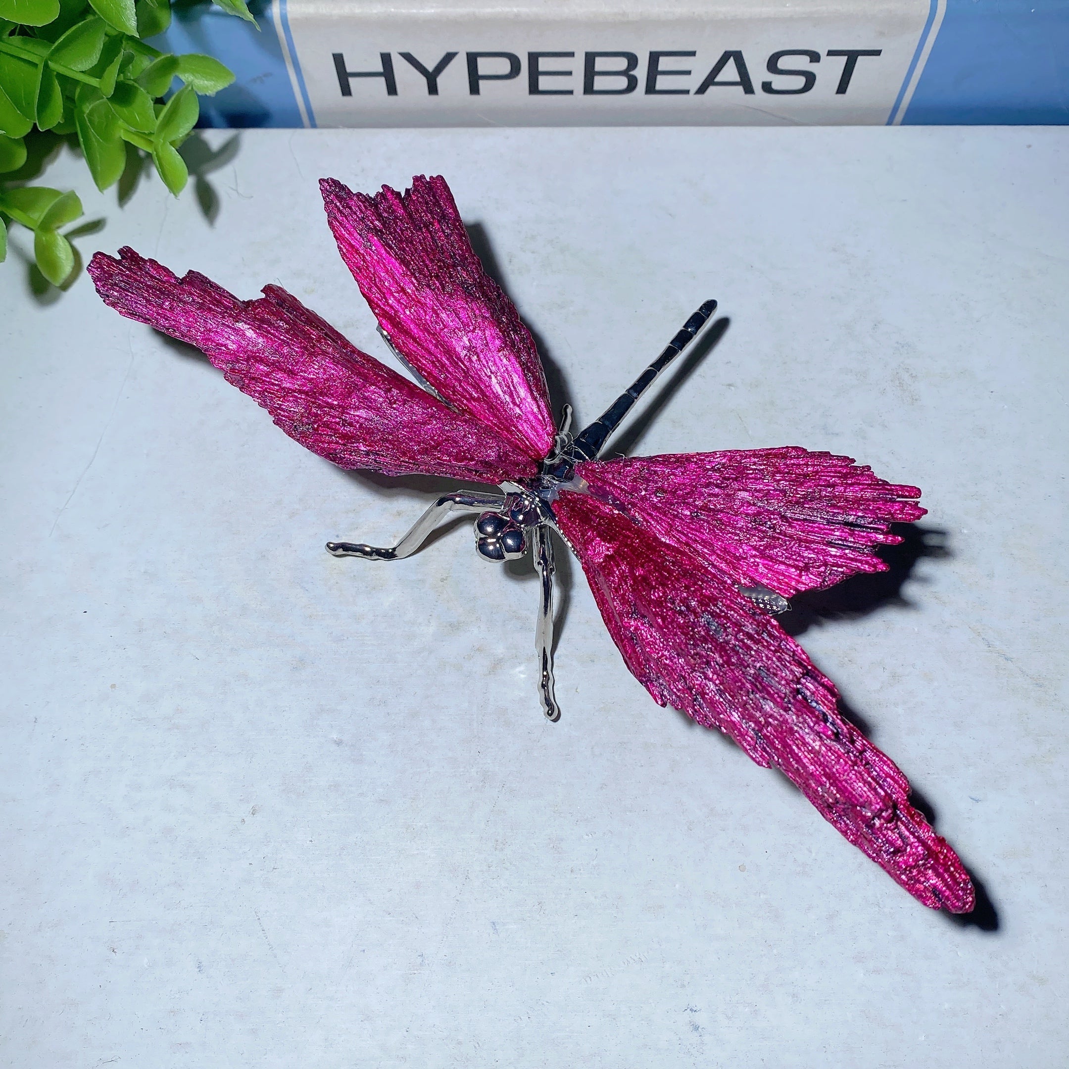 5.2 inch Aura Kyanite Dragonfly Crystal Figurine for Healing