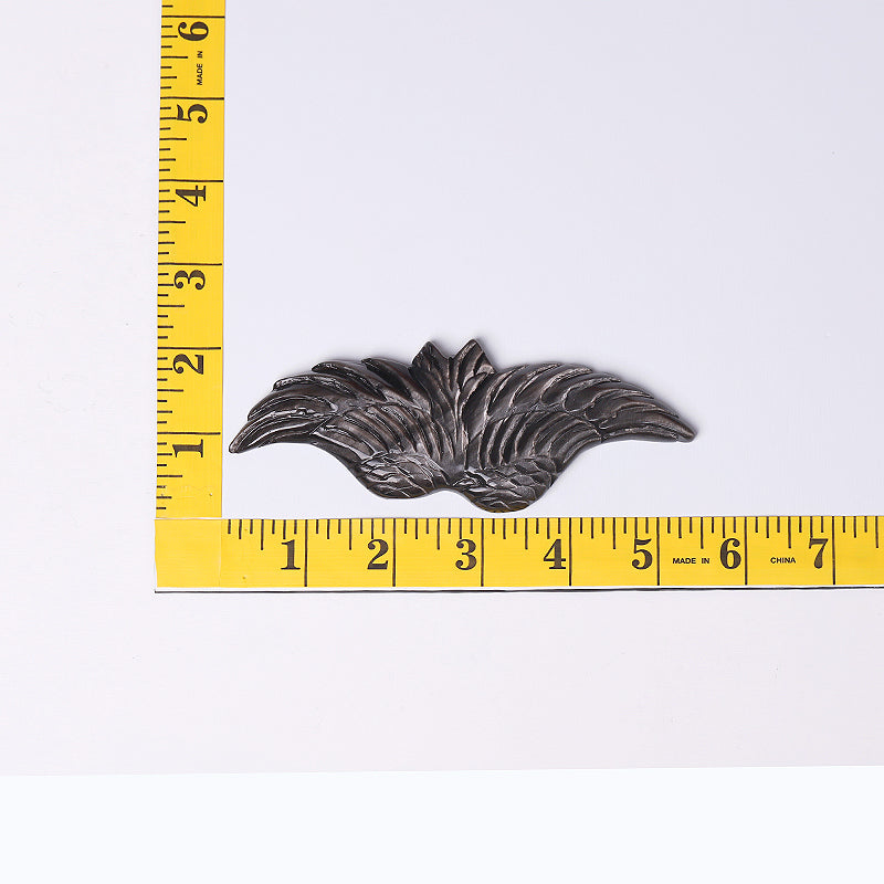 5.2 Inch Silver Obsidian Wing Carving for Meditation