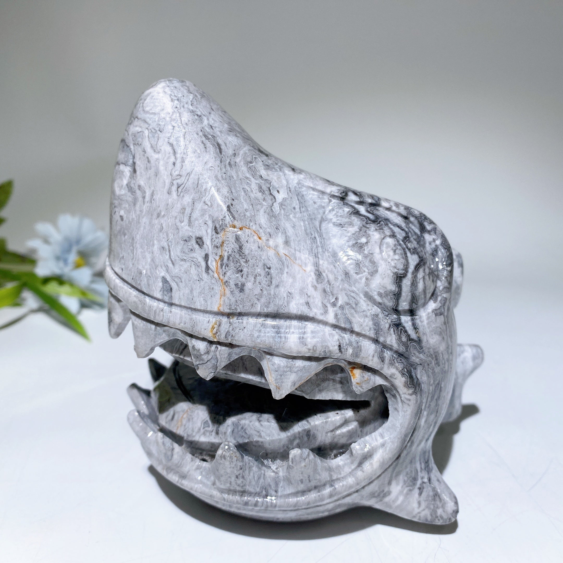 5.2" Jade Shark Head Crystal Figurine
