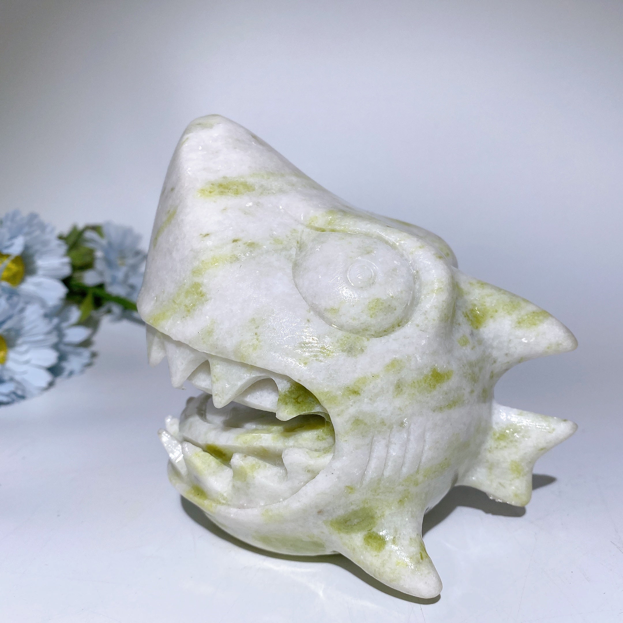 5.2" Jade Shark Head Crystal Figurine