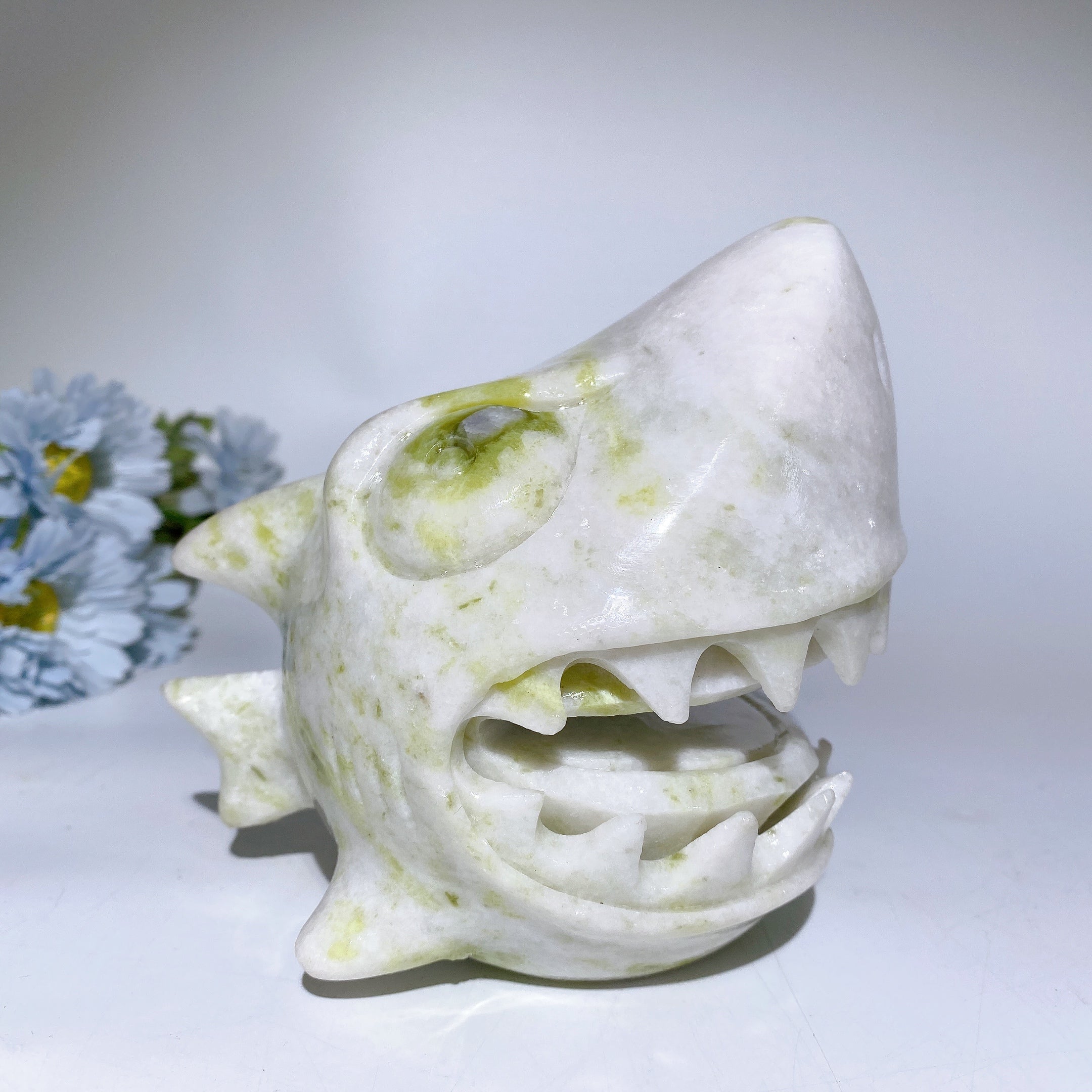 5.2" Jade Shark Head Crystal Figurine