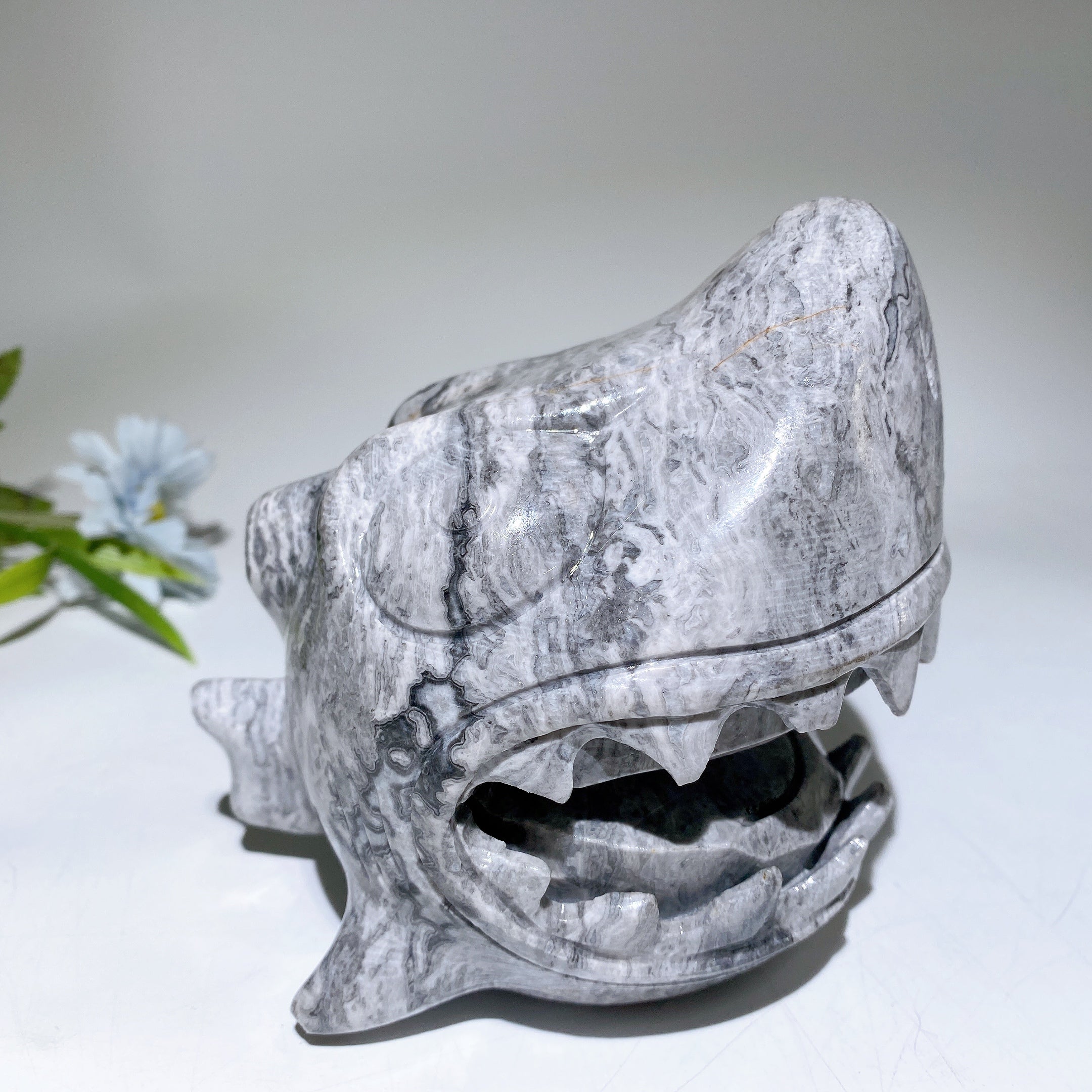 5.2" Jade Shark Head Crystal Figurine